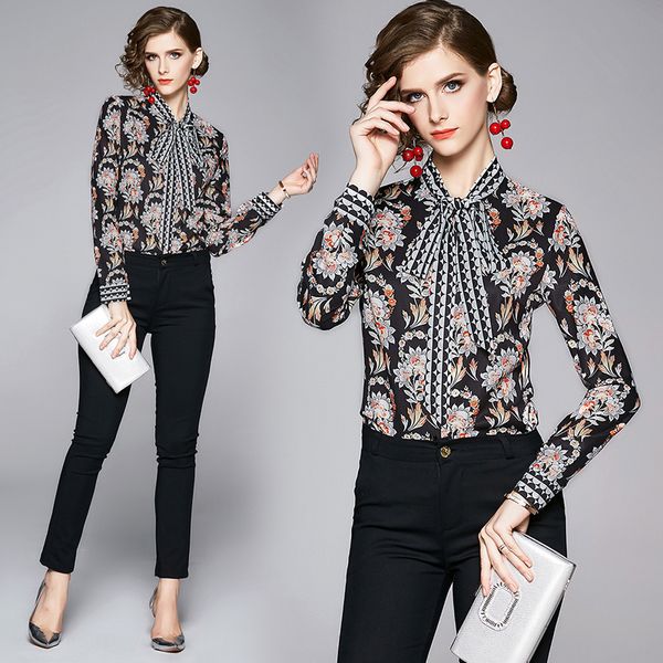 new fashion elegant floral button shirts women long sleeve printed casual ladies designer shirt blouses runway office bow shirts, White
new fashion elegant floral button shirts women long sleeve printed casual ladies designer shirt blouses runway office bow shirts, White