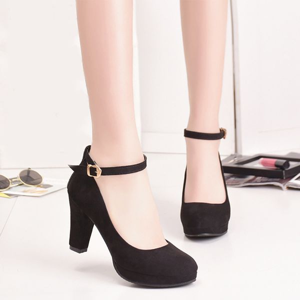 spring women pumps flock sweet thick high heels ankle strap female platform classic round toe dress cute shoes ladies footwear, Black
spring women pumps flock sweet thick high heels ankle strap female platform classic round toe dress cute shoes ladies footwear, Black