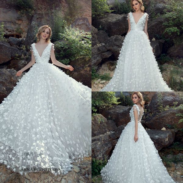 anna kuznetcova boho wedding dresses lace 3d floral applique a line v neck beach bridal dress custom made bohemian wedding gowns, White
anna kuznetcova boho wedding dresses lace 3d floral applique a line v neck beach bridal dress custom made bohemian wedding gowns, White