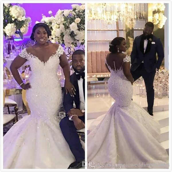 plus size african plus size mermaid wedding dresses off shoulder lace appliques beaded sheer court train wedding dress bridal gowns vestidos, White
plus size african plus size mermaid wedding dresses off shoulder lace appliques beaded sheer court train wedding dress bridal gowns vestidos, White