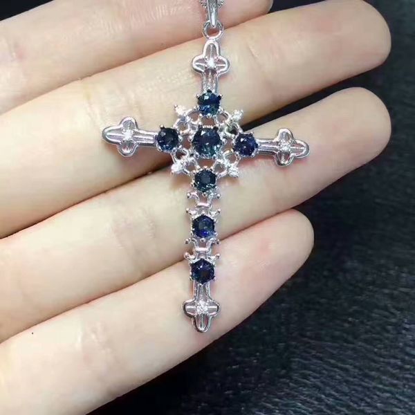 natural blue sapphire pendant natural gemstone pendant 925 sterling silver elegant personality cross women precious jewelery
natural blue sapphire pendant natural gemstone pendant 925 sterling silver elegant personality cross women precious jewelery