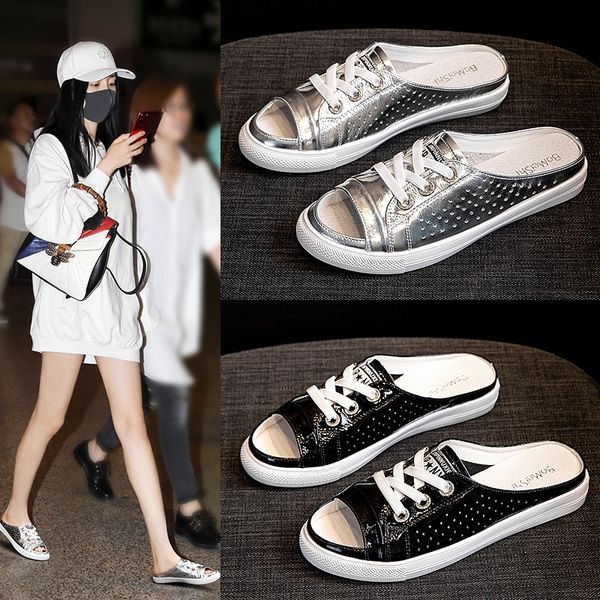 large slippers for women in summer wear korean fashion net red half set women 2020 new leather all-around sandals 41-43, Black
large slippers for women in summer wear korean fashion net red half set women 2020 new leather all-around sandals 41-43, Black