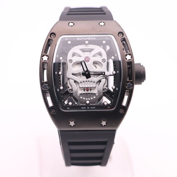 boyuheng quartz baterry 43mm silver skull skeleton dial mens watches black stainless steel tonneau case transparent movement wristwatches, Slivery;brown
boyuheng quartz baterry 43mm silver skull skeleton dial mens watches black stainless steel tonneau case transparent movement wristwatches, Slivery;brown