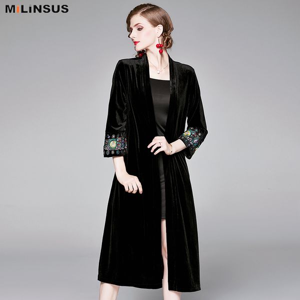 velour embroidery long coat women windbreaker open stitch black trench coats vintage woman slim trench dress fall winter 2019, Tan;black
velour embroidery long coat women windbreaker open stitch black trench coats vintage woman slim trench dress fall winter 2019, Tan;black
