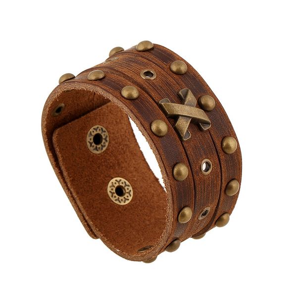 2017 new brown retro metal leather bracelets cowhide wide punk rock style letter "x' charm bracelet for women men jewelry, Golden;silver
2017 new brown retro metal leather bracelets cowhide wide punk rock style letter "x' charm bracelet for women men jewelry, Golden;silver