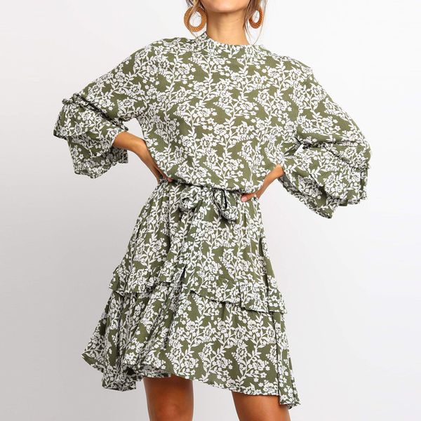 women ruffled summer dress 2019 bohomian floral print mini beach dress vintage sashes a line party elegant vestido verano, Black;gray
women ruffled summer dress 2019 bohomian floral print mini beach dress vintage sashes a line party elegant vestido verano, Black;gray
