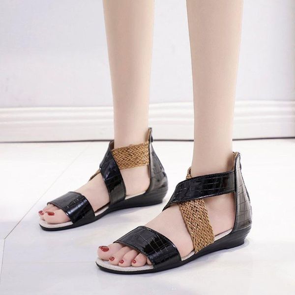 cross strap wedge heel sandal woman shoes summer mixed colors zipper sandals casual beach sandals roman shoes woman drop ship, Black
cross strap wedge heel sandal woman shoes summer mixed colors zipper sandals casual beach sandals roman shoes woman drop ship, Black