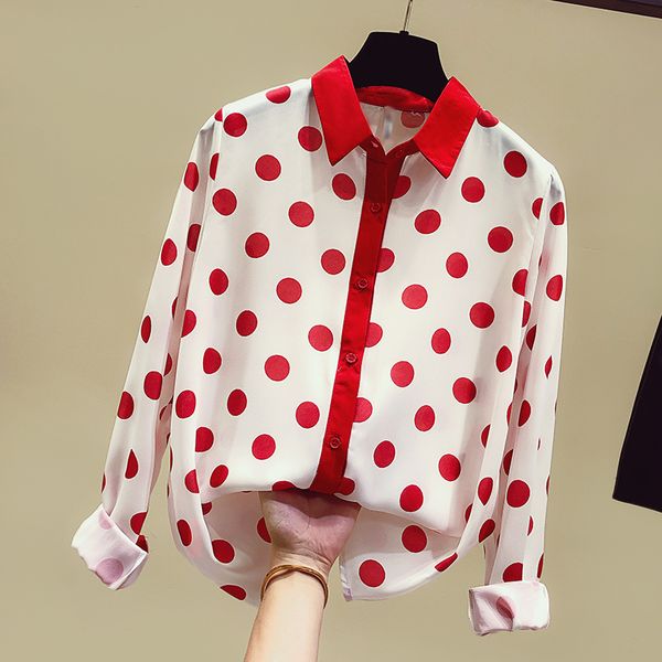 polka dot chiffon shirts for women 2019 new spring autumn turn down collar long sleeve bottoming all-match feminine blouses, White
polka dot chiffon shirts for women 2019 new spring autumn turn down collar long sleeve bottoming all-match feminine blouses, White