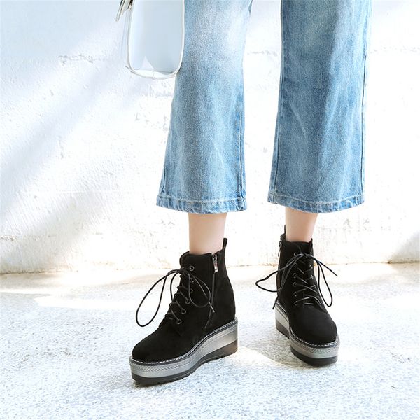 lapolaka brand fashion shoelaces flat platform shoes woman casual party comfortable autumn winter ankle boots women, Black
lapolaka brand fashion shoelaces flat platform shoes woman casual party comfortable autumn winter ankle boots women, Black
