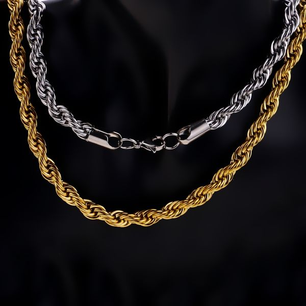 stainless steel twist chain real gold color-preserving electroplated necklace with chain fashion jewelry neck hip hop chain factory wholesal, Silver
stainless steel twist chain real gold color-preserving electroplated necklace with chain fashion jewelry neck hip hop chain factory wholesal, Silver
