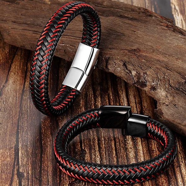 trendy men bracelet braided leather rope stainless steel magnetic clasp punk bracelet men wrist band armband pulsera hombre, Golden;silver
trendy men bracelet braided leather rope stainless steel magnetic clasp punk bracelet men wrist band armband pulsera hombre, Golden;silver