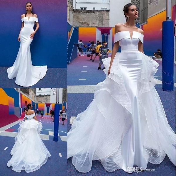 new arrival mermaid wedding dresses with detachable train off the shoulder short sleeve pleats open back satin beach bridal gowns267e, White
new arrival mermaid wedding dresses with detachable train off the shoulder short sleeve pleats open back satin beach bridal gowns267e, White