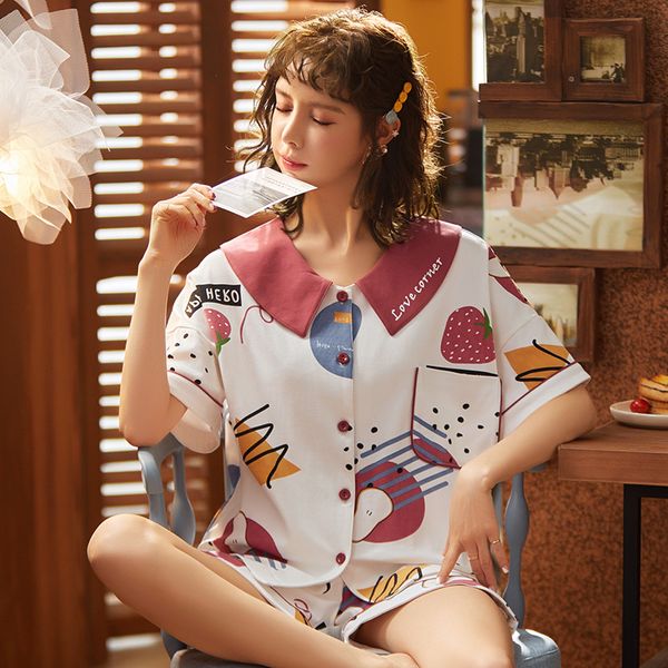 women's sleepwear cartoon printing xxl pijama mujer cotton fabric pyjama short sleeve plus-sized large size summer pajamas set, Black;red
women's sleepwear cartoon printing xxl pijama mujer cotton fabric pyjama short sleeve plus-sized large size summer pajamas set, Black;red