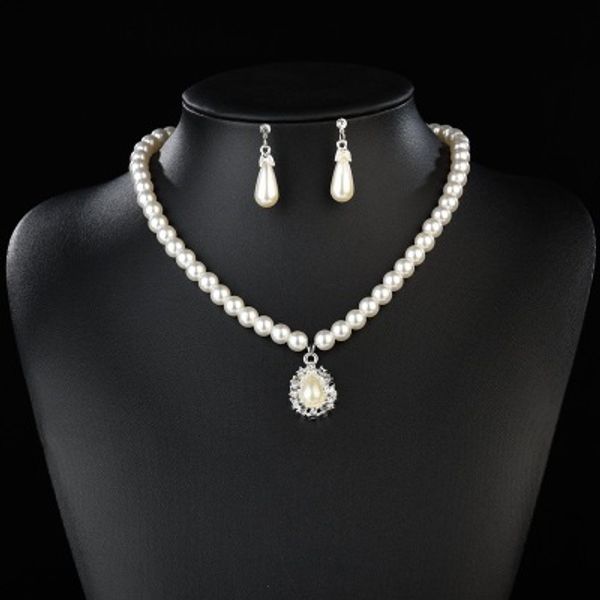 bride simulated pearl jewelry set bling crystal water drop pendant necklaces earring fashion jewelry accessory n1275, Silver
bride simulated pearl jewelry set bling crystal water drop pendant necklaces earring fashion jewelry accessory n1275, Silver