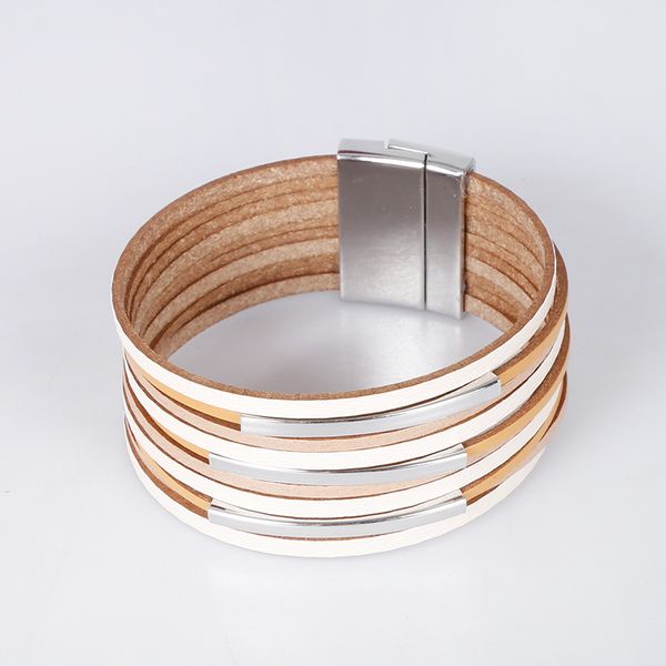 europe and america magnetic buckle genuine leather paper bracelets cool copper pipe retro combination men's and women's bracelet, Silver
europe and america magnetic buckle genuine leather paper bracelets cool copper pipe retro combination men's and women's bracelet, Silver