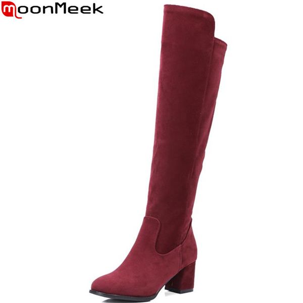 moonmeek concise women knee high boots for women plain square heels round toe winter leopard flock leather fashion boots, Black
moonmeek concise women knee high boots for women plain square heels round toe winter leopard flock leather fashion boots, Black