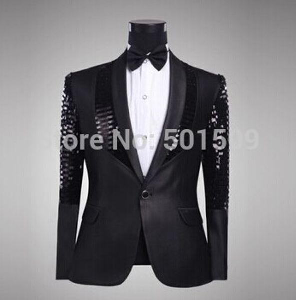 n mens black sequins decoration tuxedo jacket black/party/stage performance, White;black
n mens black sequins decoration tuxedo jacket black/party/stage performance, White;black