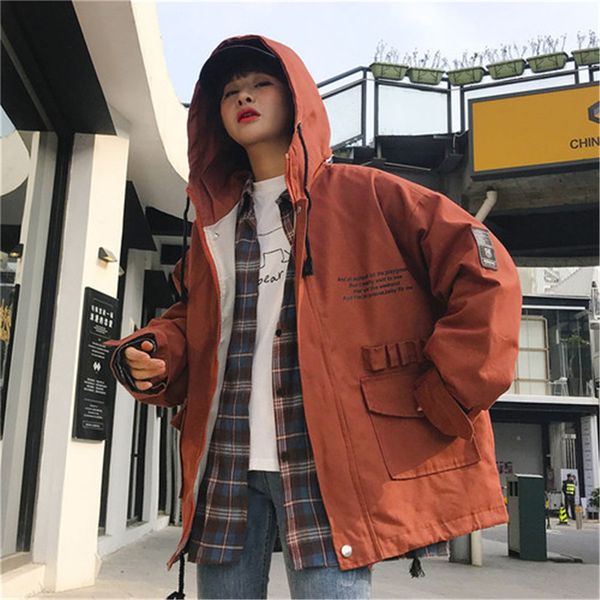 baseball uniform hooded collar windbreaker coat female 2019 spring new korean bf harajuku loose windbreaker jacket, Tan;black
baseball uniform hooded collar windbreaker coat female 2019 spring new korean bf harajuku loose windbreaker jacket, Tan;black