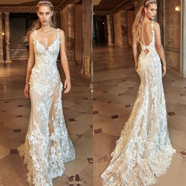 spaghetti straps mermaid wedding dresses illusion 3d floral lace appliques floral bridal gown backless vestidos custom made, White
spaghetti straps mermaid wedding dresses illusion 3d floral lace appliques floral bridal gown backless vestidos custom made, White
