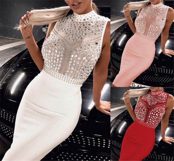 sleeveless women designer dresses fashion rhinestone solid bodycon dresses summer womens skinny dresses, White;black
sleeveless women designer dresses fashion rhinestone solid bodycon dresses summer womens skinny dresses, White;black