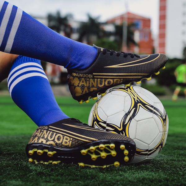 genuine brand football boots big kids boy men 13 tf athletic trainers sneakers cr7 soccer shoes boots, Black