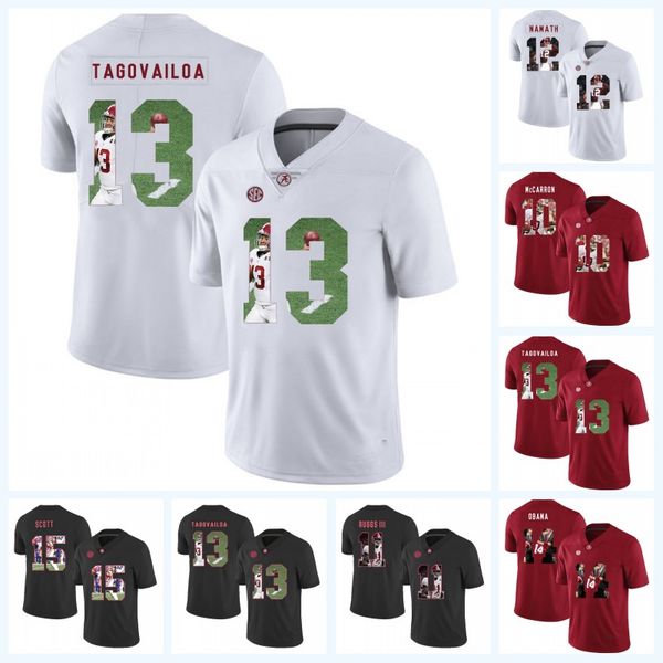 13 Tua Tagovailoa Alabama Crimson Tide 14 Barack Obama 10 AJ McCarron 11 Henry Ruggs 15 JK Scott NCAA Football Printed Lettering Jersey 
13 Tua Tagovailoa Alabama Crimson Tide 14 Barack Obama 10 AJ McCarron 11 Henry Ruggs 15 JK Scott NCAA Football Printed Lettering Jersey