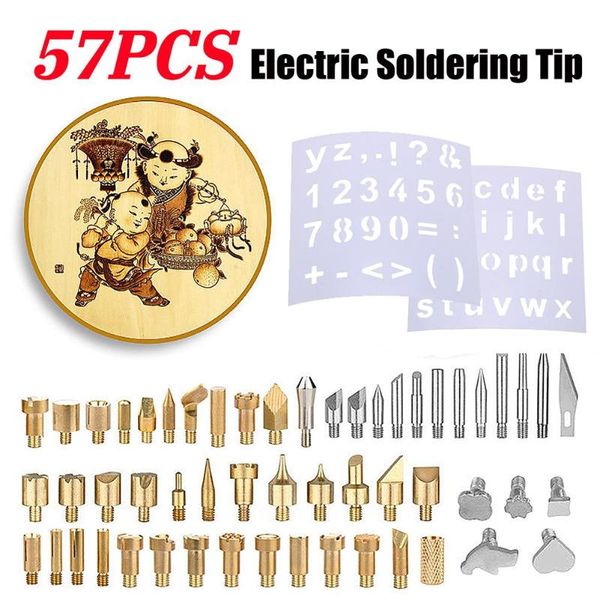 57pcs/set electric soldering iron tip for pyrography woodworking carving stencil suitable for wood carving embossing
57pcs/set electric soldering iron tip for pyrography woodworking carving stencil suitable for wood carving embossing