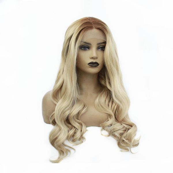ombre blonde glueless синтетические парики фронта шнурка dark roots long body wave жаропрочных волокна волос для женщин 24inch, Black
ombre blonde glueless синтетические парики фронта шнурка dark roots long body wave жаропрочных волокна волос для женщин 24inch, Black