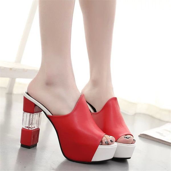 slippers summer women elegant red high heel sandals peep toe platform shoes crystal chunky lady thick fashion 40, Black
slippers summer women elegant red high heel sandals peep toe platform shoes crystal chunky lady thick fashion 40, Black