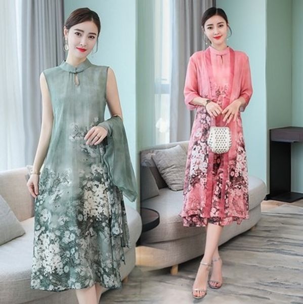 2020 summer chinese style temperament length skirt set floral print 2-piece silk dress women's 2020 summer chinese style temperament le, White
2020 summer chinese style temperament length skirt set floral print 2-piece silk dress women's 2020 summer chinese style temperament le, White