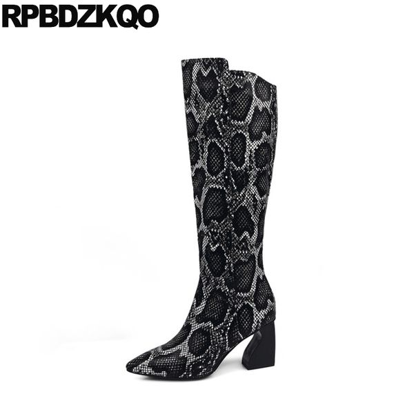 knee high black tall thick pointed toe strange long shoes chunky snake heel genuine leather snakeskin women boots winter 2019
knee high black tall thick pointed toe strange long shoes chunky snake heel genuine leather snakeskin women boots winter 2019