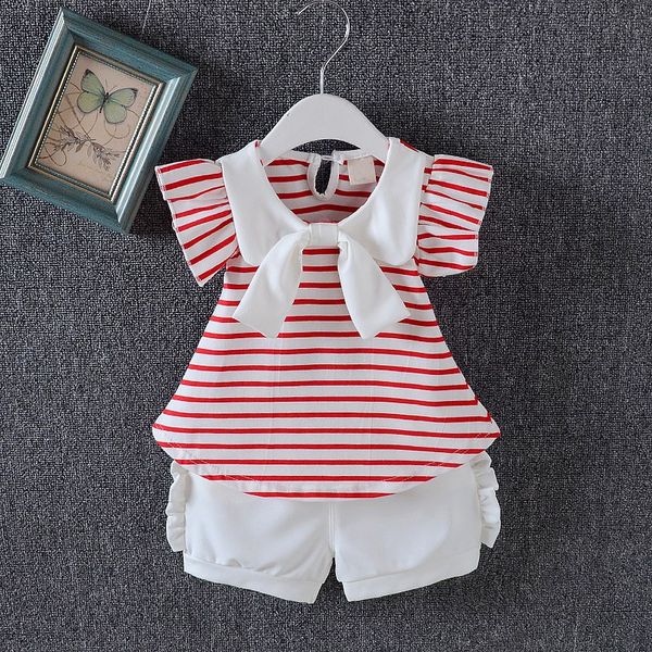 fashion baby girls clothes summer children's clothing bow tie t-shirt+shorts two-piece suit, White
fashion baby girls clothes summer children's clothing bow tie t-shirt+shorts two-piece suit, White