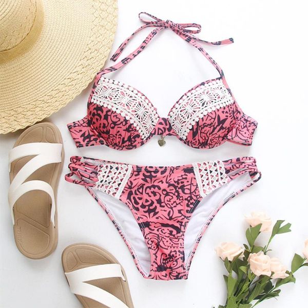 pink print bikinis crochet lace plus size swimwear bikini push up bathing suit women halter swimsuit string two piece swim, White;black
pink print bikinis crochet lace plus size swimwear bikini push up bathing suit women halter swimsuit string two piece swim, White;black