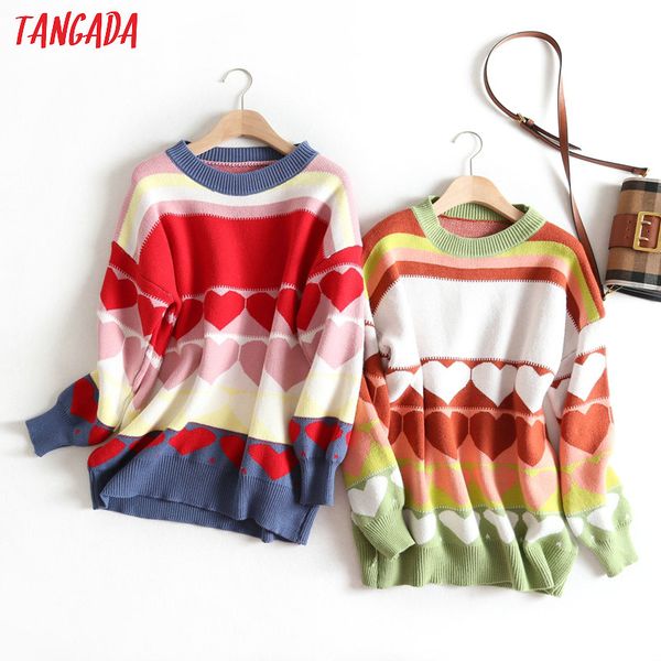 tangada women sweet heart striped jumper sweater 2019 atumn winter fashion long sleeve knitted pullovers bc65, White;black
tangada women sweet heart striped jumper sweater 2019 atumn winter fashion long sleeve knitted pullovers bc65, White;black