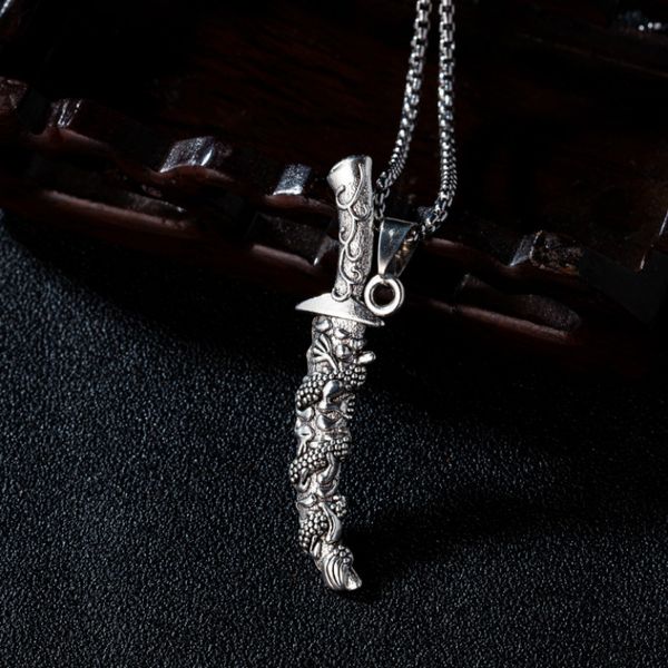 mysterious oriental myth pendant necklace for men silver color metal dragon pattern tibetan knife amulet necklace party jewelry
mysterious oriental myth pendant necklace for men silver color metal dragon pattern tibetan knife amulet necklace party jewelry