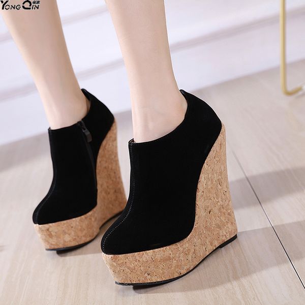 european style simple wedge heel pumps shoes comfortable high-heeled women sandals size 35-42, Black
european style simple wedge heel pumps shoes comfortable high-heeled women sandals size 35-42, Black