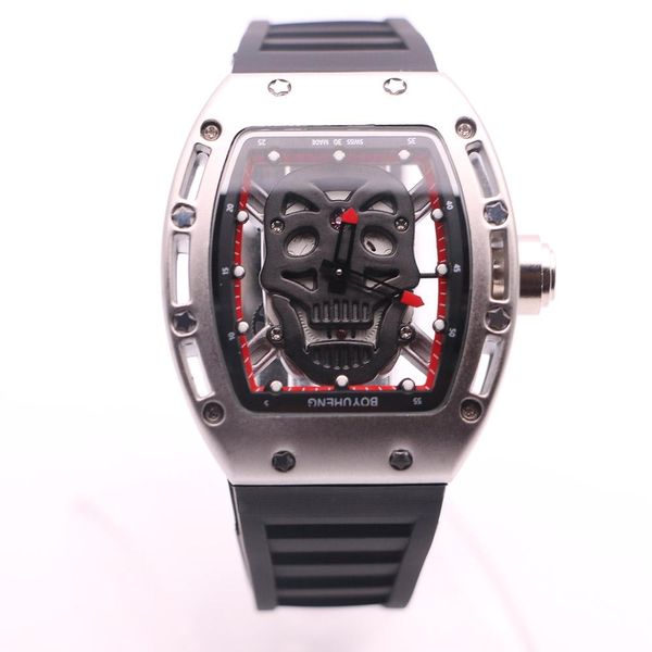 luxury transparent tonneau dial boyuheng quartz movement mens watches skull 43 watch glass case back shock resistant wristwatches, Slivery;brown
luxury transparent tonneau dial boyuheng quartz movement mens watches skull 43 watch glass case back shock resistant wristwatches, Slivery;brown