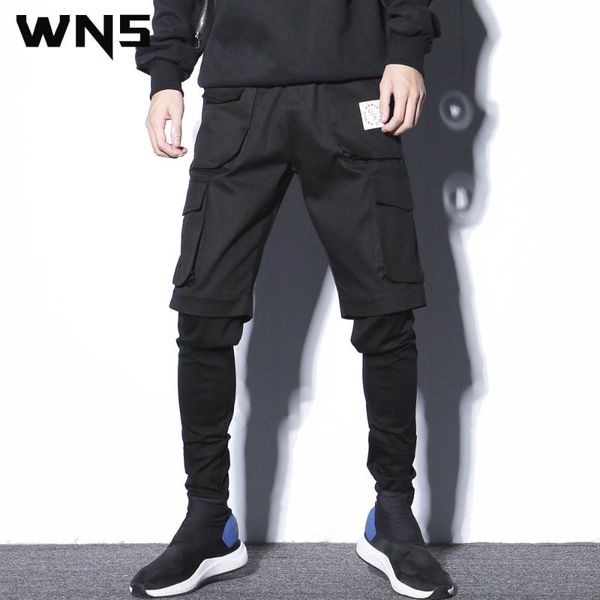 2019 dj costume ds men clothing hair stylist false two piece stitching multi-pocket harem pants plus size jogger pants costumes, Black
2019 dj costume ds men clothing hair stylist false two piece stitching multi-pocket harem pants plus size jogger pants costumes, Black