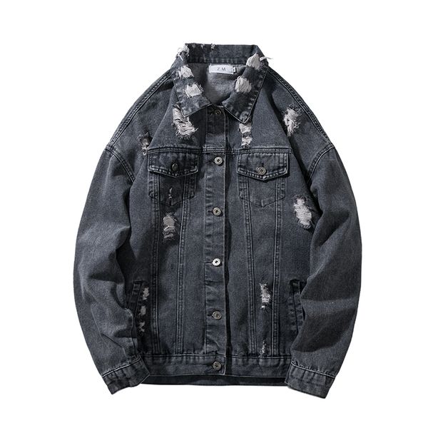 2019 hong kong wind couple autumn new men's solid color hole jacket jacket denim, Black;brown
2019 hong kong wind couple autumn new men's solid color hole jacket jacket denim, Black;brown