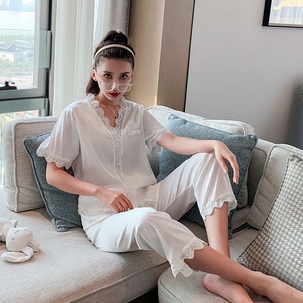 women's sleepwear short sleeve long pants silk pajamas summer autumn women pajama sets pijama pyjamas nightwear set, Black;red
women's sleepwear short sleeve long pants silk pajamas summer autumn women pajama sets pijama pyjamas nightwear set, Black;red