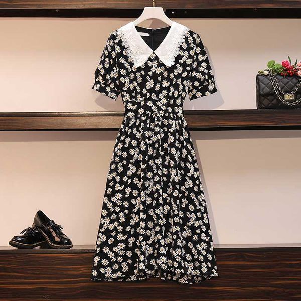 summer new women's short sleeve peter pan collar chiffon dress fashion little daisy printed floral dresses plus size dress 2020, Black;gray
summer new women's short sleeve peter pan collar chiffon dress fashion little daisy printed floral dresses plus size dress 2020, Black;gray