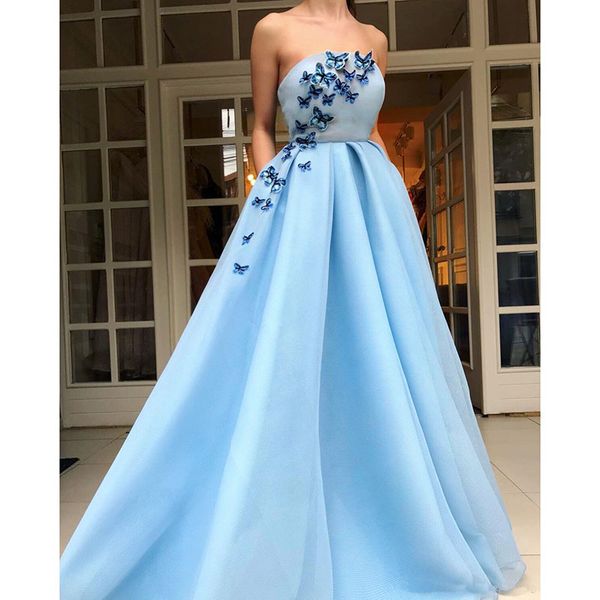 Applique Sky Light Blue Strapless A-Line Evening Dresses 2018 Newest A-Line Ruffle Prom Gown Flower Length Zipper Butterfly Party Dresses
Applique Sky Light Blue Strapless A-Line Evening Dresses 2018 Newest A-Line Ruffle Prom Gown Flower Length Zipper Butterfly Party Dresses