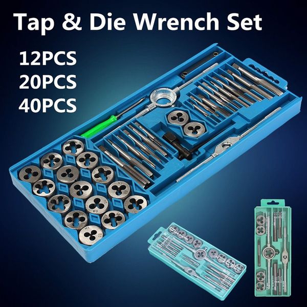 12/20/40pcs metric tap wrench and die pro set m6-m12/m3-m12 nut bolt alloy metal hand tools adjustable wrench threaded cutting set