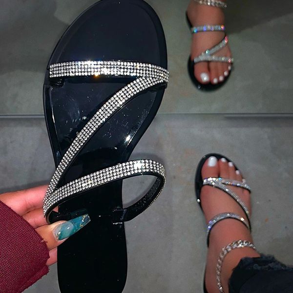 new summer fashion z-shaped roman rhinestone flat flat women's slippers comfortable solid color wild outdoor plus size slippers, Black
new summer fashion z-shaped roman rhinestone flat flat women's slippers comfortable solid color wild outdoor plus size slippers, Black