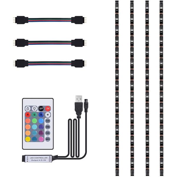 led strips, 6.6ft tv backlight kit, 16 colours changing 60 leds flexible 5050 rgb 5v usb strip light with 24keys remote for pc/laptop
led strips, 6.6ft tv backlight kit, 16 colours changing 60 leds flexible 5050 rgb 5v usb strip light with 24keys remote for pc/laptop