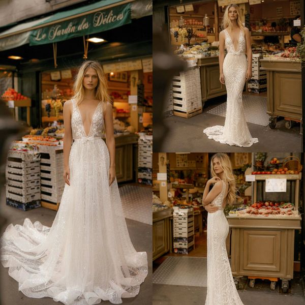 2019 gali karten mermaid wedding dresses with detachable train v neck lace appliqued country wedding gowns backless vestidos de novia, White
2019 gali karten mermaid wedding dresses with detachable train v neck lace appliqued country wedding gowns backless vestidos de novia, White