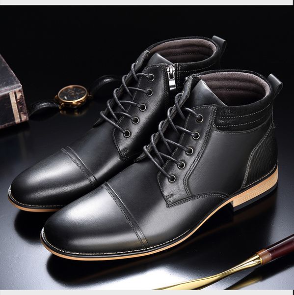 men martin boots designer high shoes mens business negotiation casual shoes brown black zipper party male boots