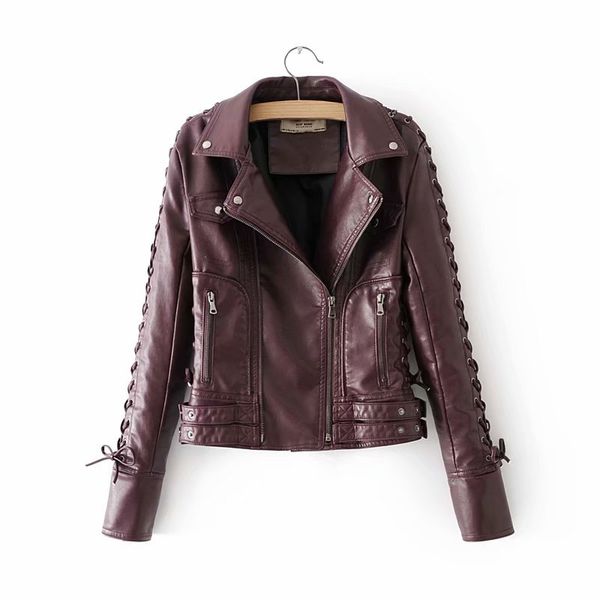 2019 autumn new women's pu leather jacket lace-up sleeves rivet suede leather coat fashion winter biker jacket streetwear, Black
2019 autumn new women's pu leather jacket lace-up sleeves rivet suede leather coat fashion winter biker jacket streetwear, Black
