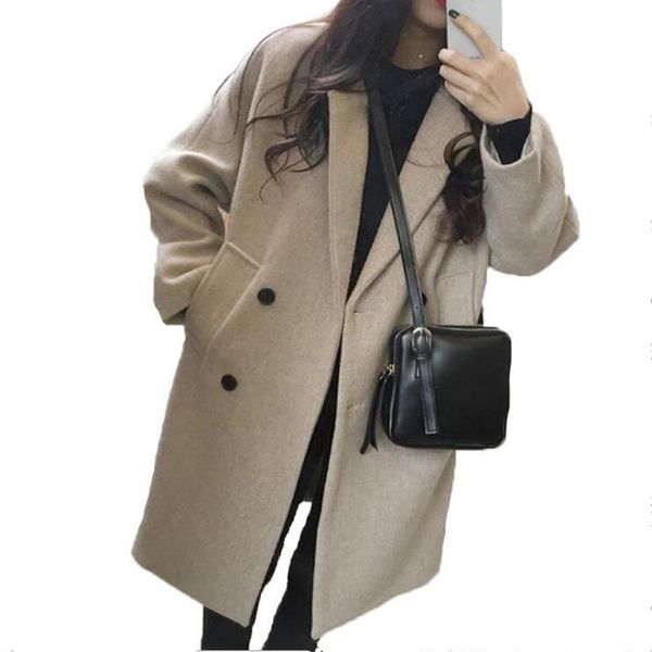aprmhisy new thicken wool blend coat women female autumn winter long sleeve turn-down collar jackets overcoat, Black
aprmhisy new thicken wool blend coat women female autumn winter long sleeve turn-down collar jackets overcoat, Black