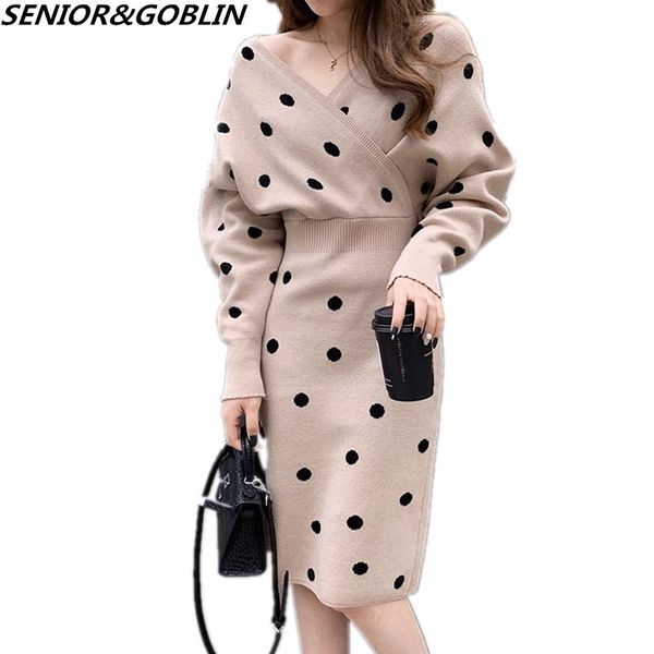 2019 new fashion women dot knitted dress spring long sleeve thick warm v neck slim casual sweater dresses pencil vestidos, Black;pink
2019 new fashion women dot knitted dress spring long sleeve thick warm v neck slim casual sweater dresses pencil vestidos, Black;pink
